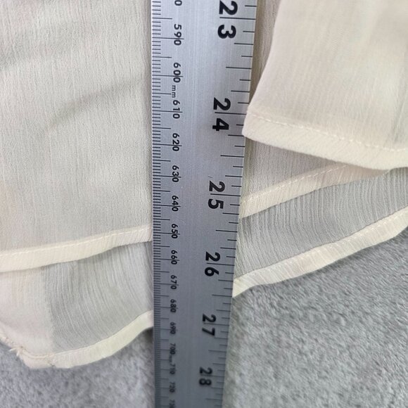 Womens Soft Surroundings Sheer Ivory Blouse Button-Front Long Sleeve Size L - Picture 6 of 7